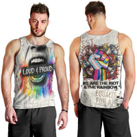 Loud & Proud Men Tank Top Riot and the Rainbow Protest Art