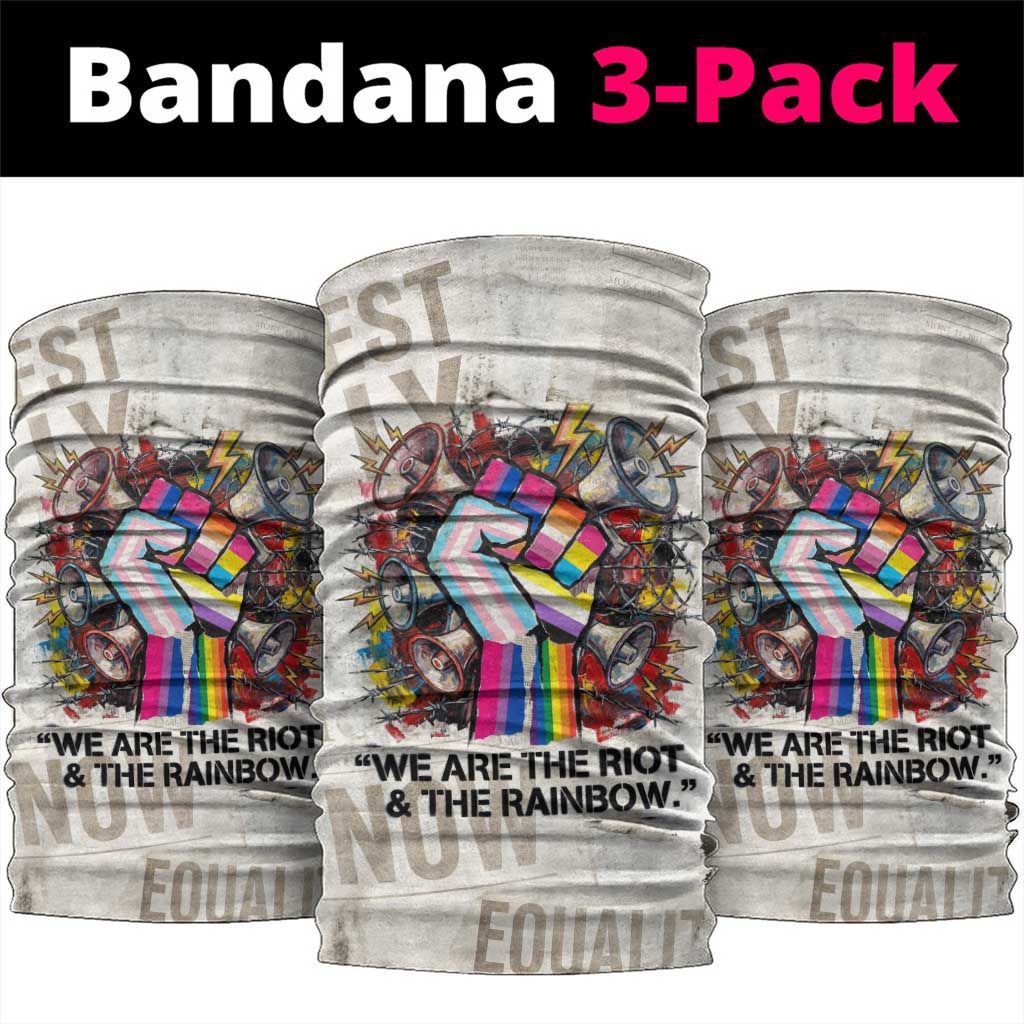 Loud & Proud Neck Gaiter Riot and the Rainbow Protest Art