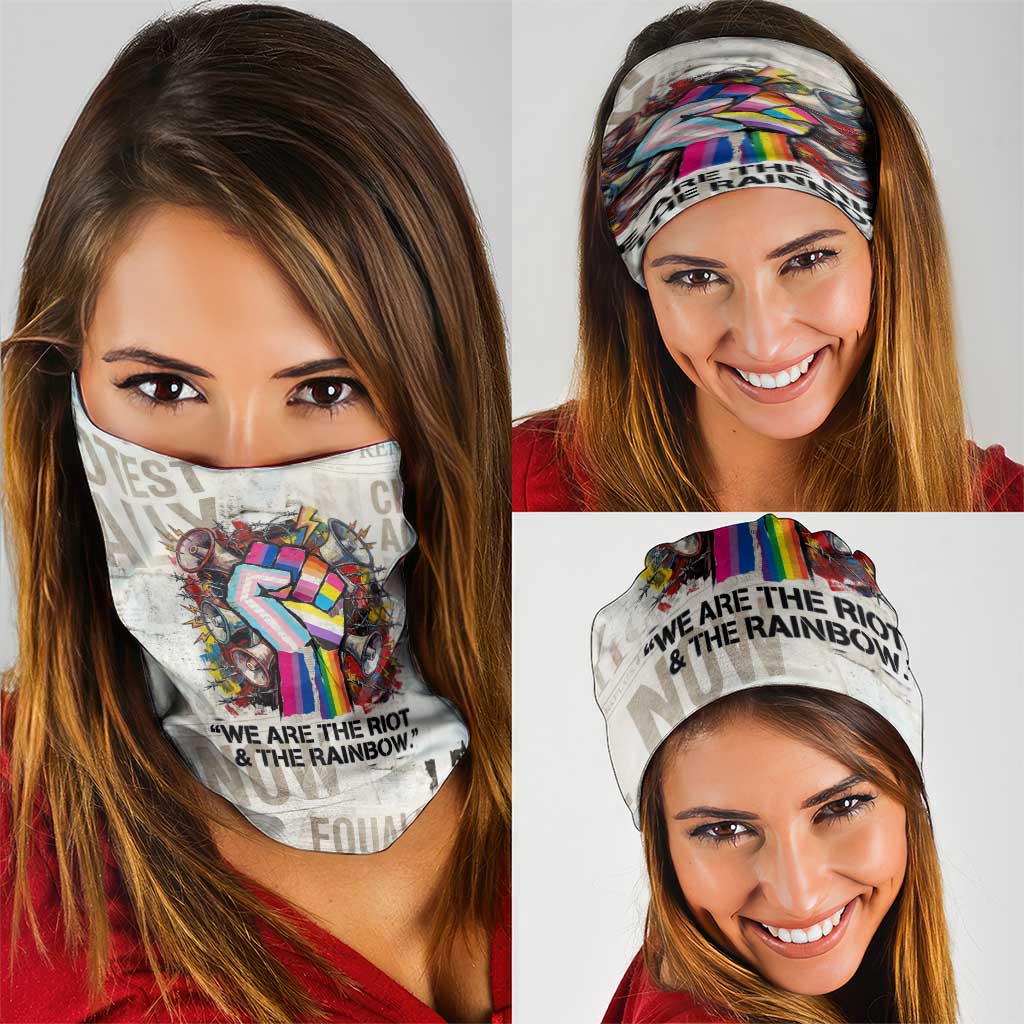 Loud & Proud Neck Gaiter Riot and the Rainbow Protest Art