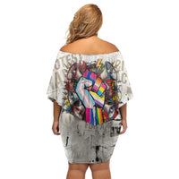 Loud & Proud Off Shoulder Short Dress Riot and the Rainbow Protest Art