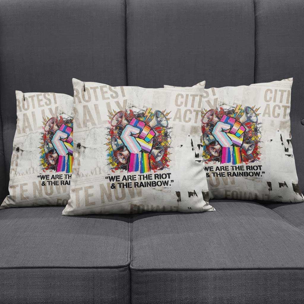 Loud & Proud Pillow Cover Riot and the Rainbow Protest Art