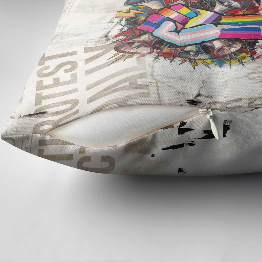 Loud & Proud Pillow Cover Riot and the Rainbow Protest Art