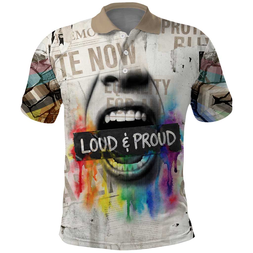 Loud & Proud Polo Shirt Riot and the Rainbow Protest Art