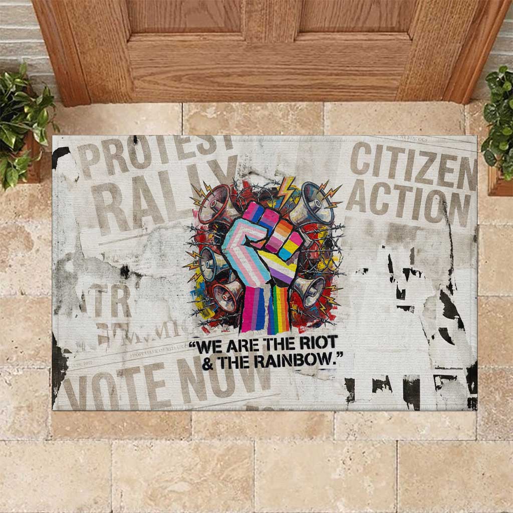 Loud & Proud Rubber Doormat Riot and the Rainbow Protest Art