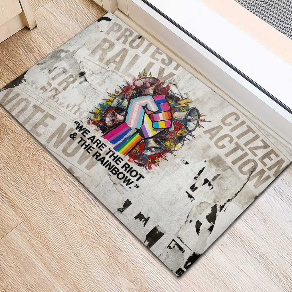 Loud & Proud Rubber Doormat Riot and the Rainbow Protest Art