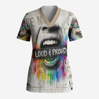 Loud & Proud Scrub Top Riot and the Rainbow Protest Art