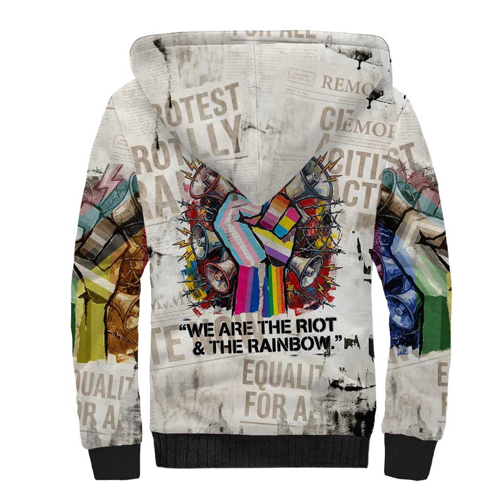 Loud & Proud Sherpa Hoodie Riot and the Rainbow Protest Art