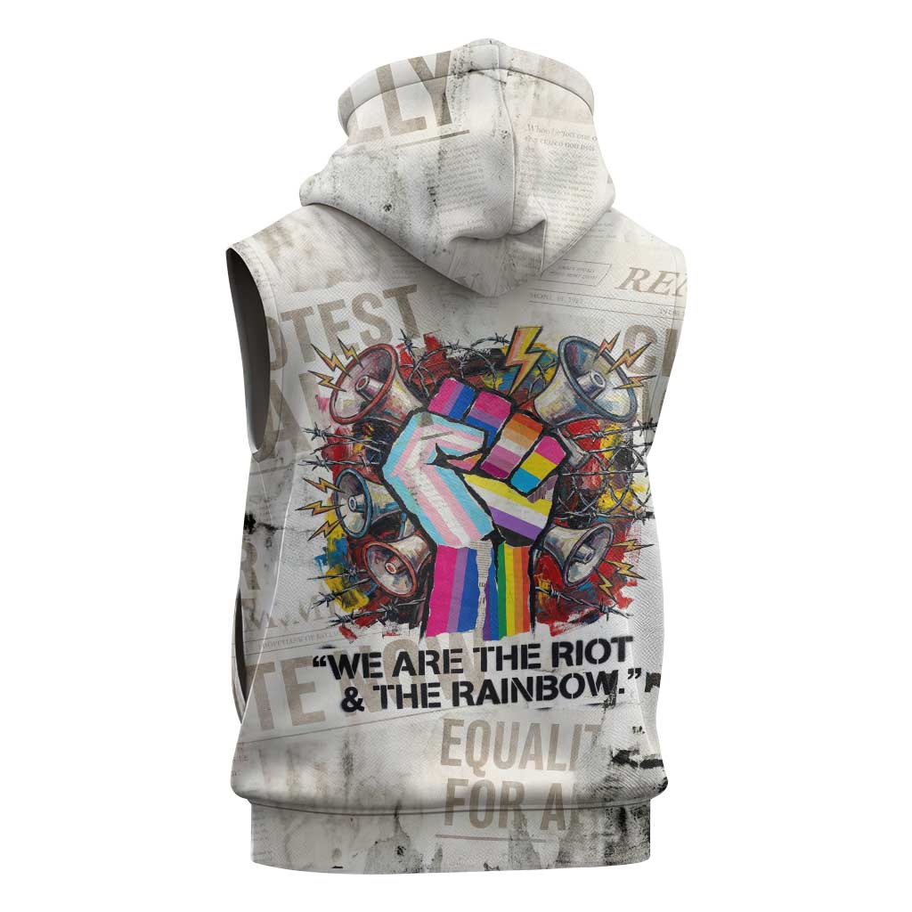 Loud & Proud Sleeveless Hoodie Riot and the Rainbow Protest Art