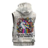 Loud & Proud Sleeveless Zip Hoodie Riot and the Rainbow Protest Art