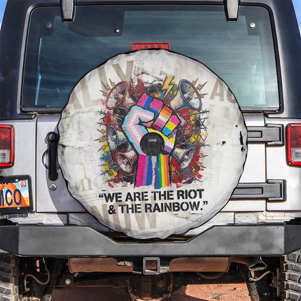 Loud & Proud Spare Tire Cover Riot and the Rainbow Protest Art