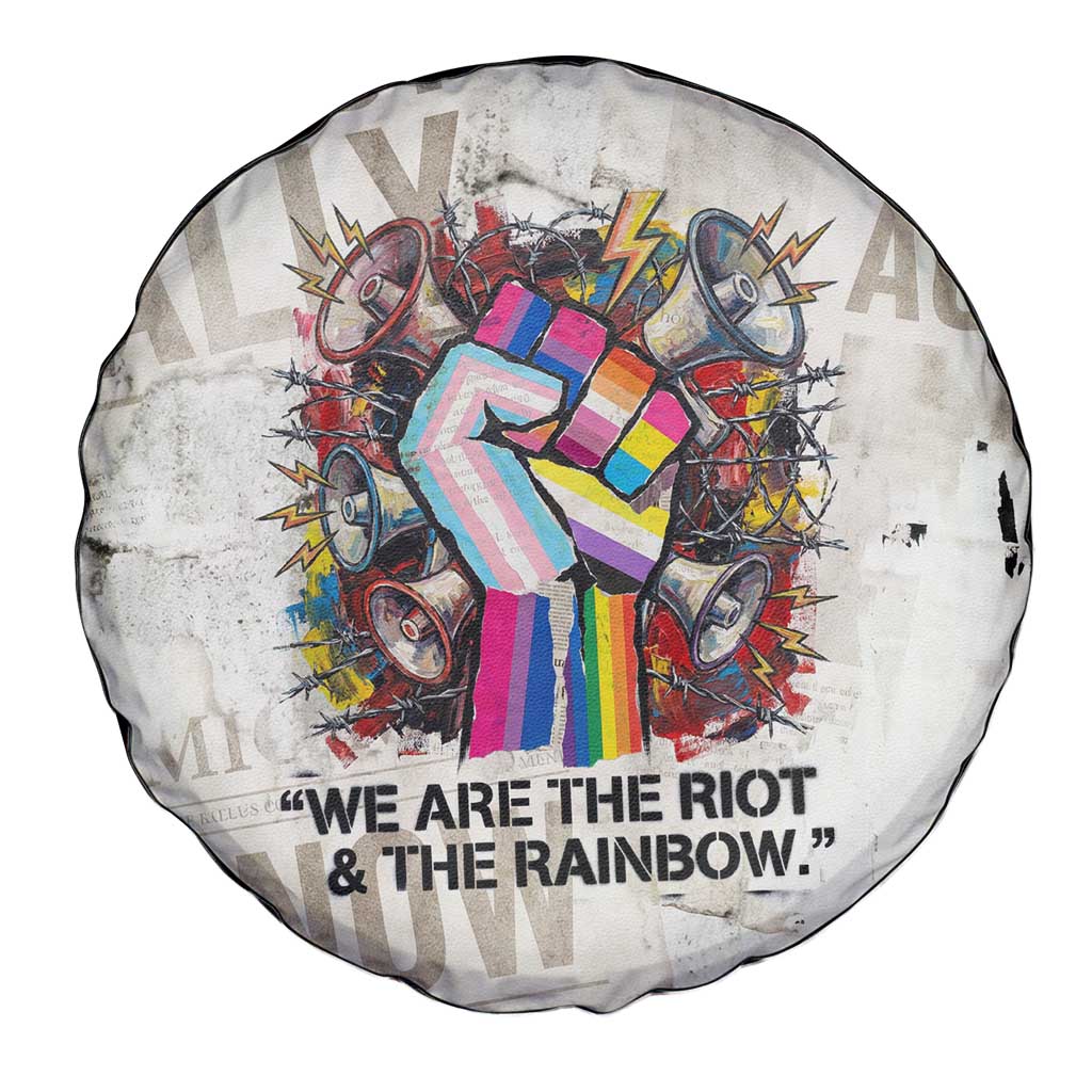 Loud & Proud Spare Tire Cover Riot and the Rainbow Protest Art