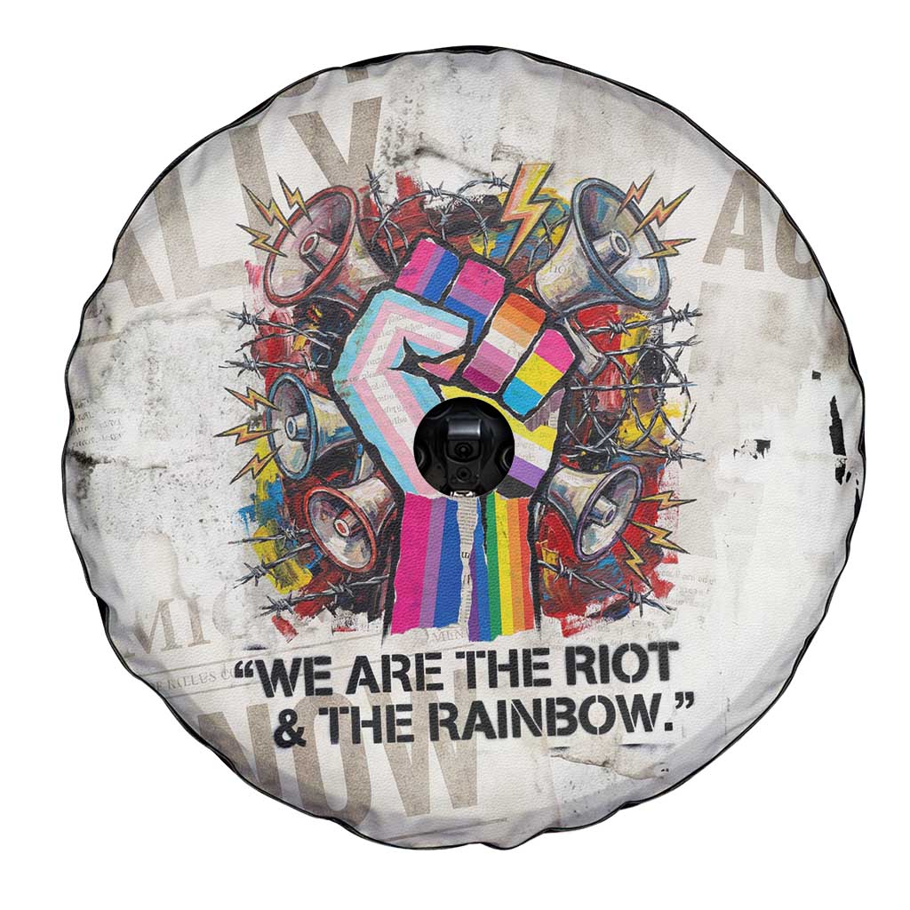 Loud & Proud Spare Tire Cover Riot and the Rainbow Protest Art