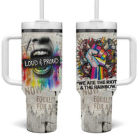 Loud & Proud Tumbler With Handle Riot and the Rainbow Protest Art