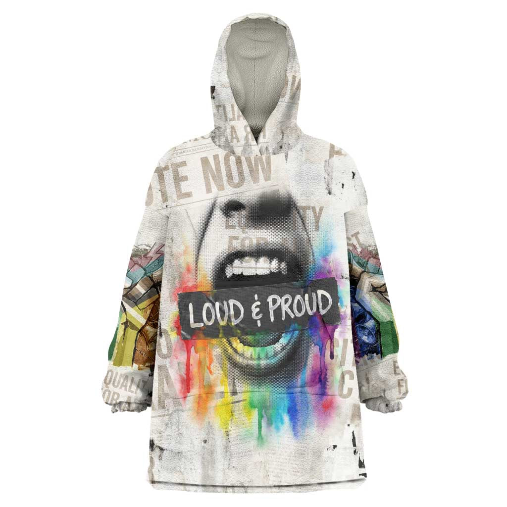 Loud & Proud Wearable Blanket Hoodie Riot and the Rainbow Protest Art