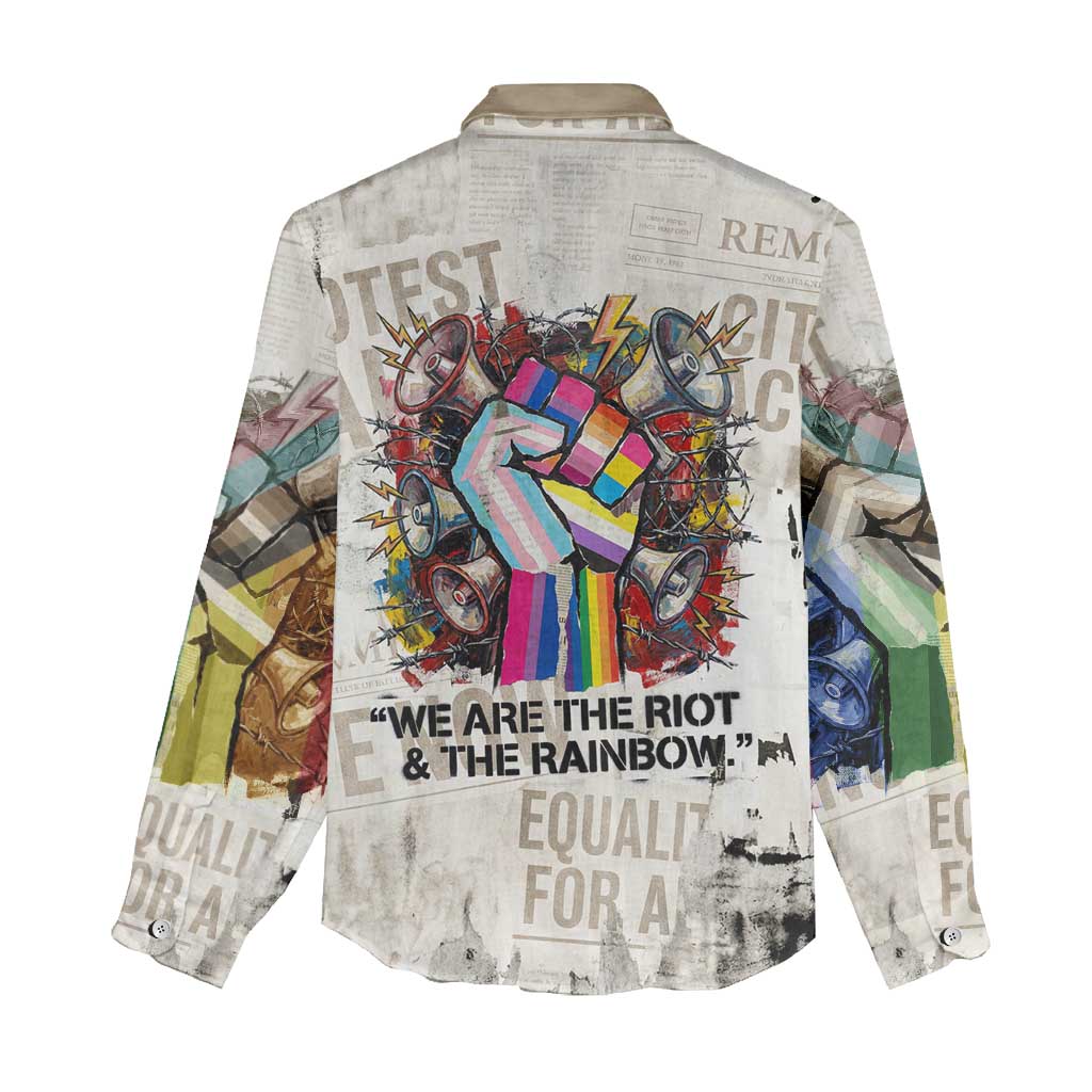 Loud & Proud Women Casual Shirt Riot and the Rainbow Protest Art