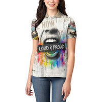 Loud & Proud Women Polo Shirt Riot and the Rainbow Protest Art
