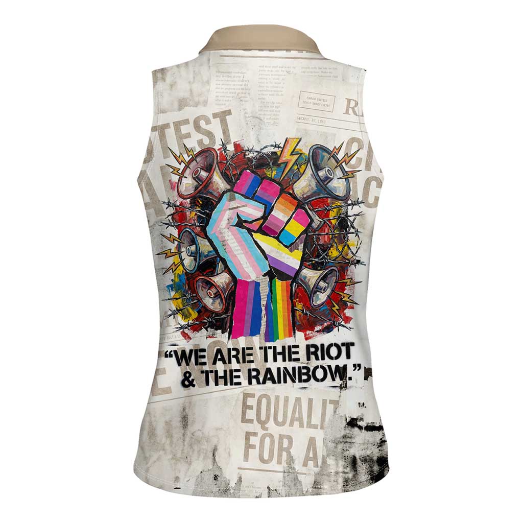 Loud & Proud Women Sleeveless Polo Shirt Riot and the Rainbow Protest Art