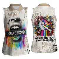 Loud & Proud Women Sleeveless Polo Shirt Riot and the Rainbow Protest Art