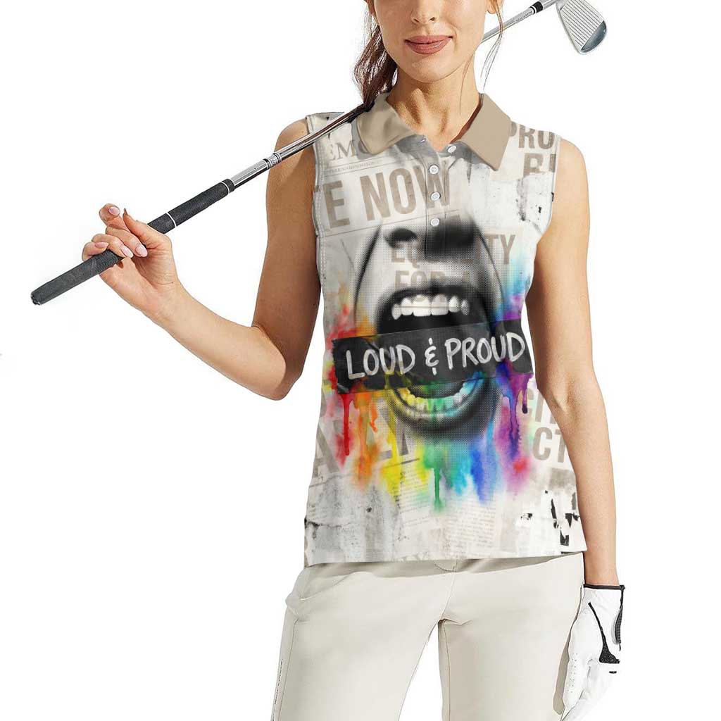 Loud & Proud Women Sleeveless Polo Shirt Riot and the Rainbow Protest Art