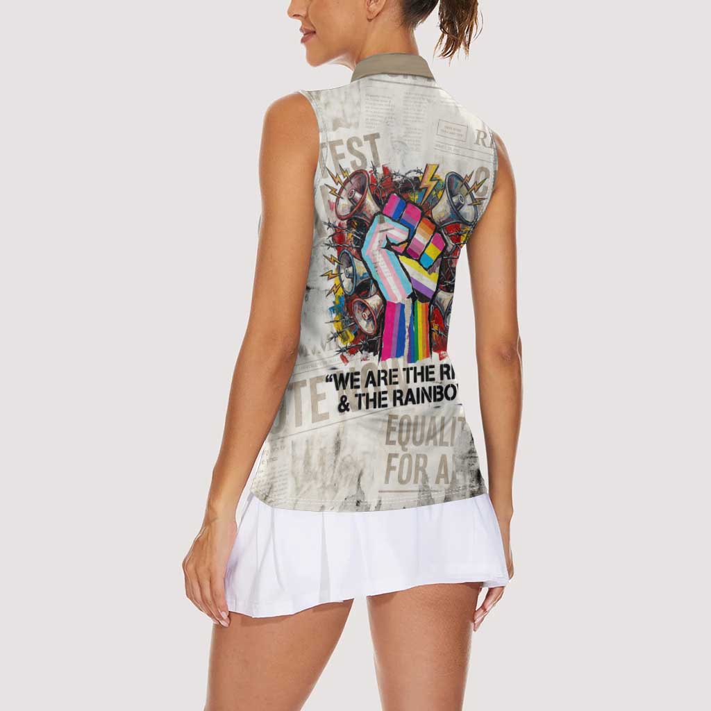 Loud & Proud Women Sleeveless Polo Shirt Riot and the Rainbow Protest Art