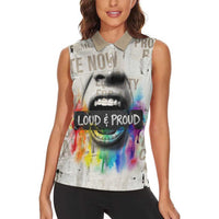 Loud & Proud Women Sleeveless Polo Shirt Riot and the Rainbow Protest Art