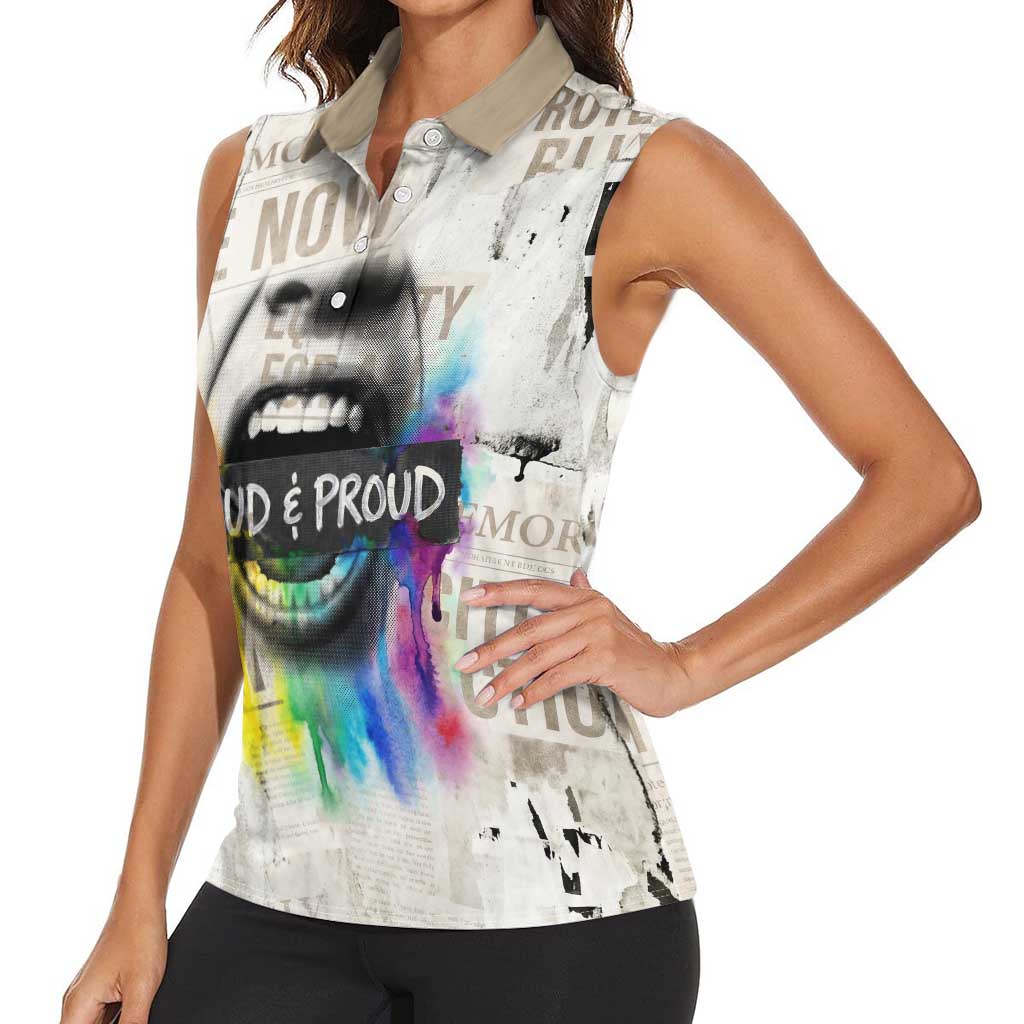 Loud & Proud Women Sleeveless Polo Shirt Riot and the Rainbow Protest Art