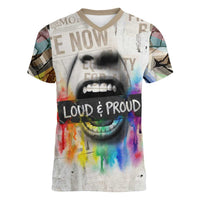 Loud & Proud Women V-Neck T-Shirt Riot and the Rainbow Protest Art