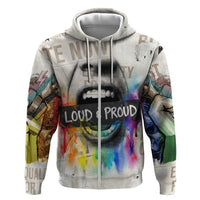Loud & Proud Zip Hoodie Riot and the Rainbow Protest Art