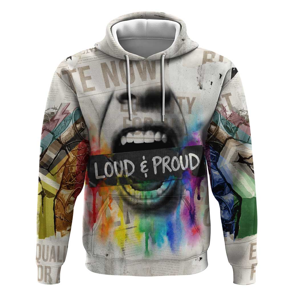 Loud & Proud Zip Hoodie Riot and the Rainbow Protest Art