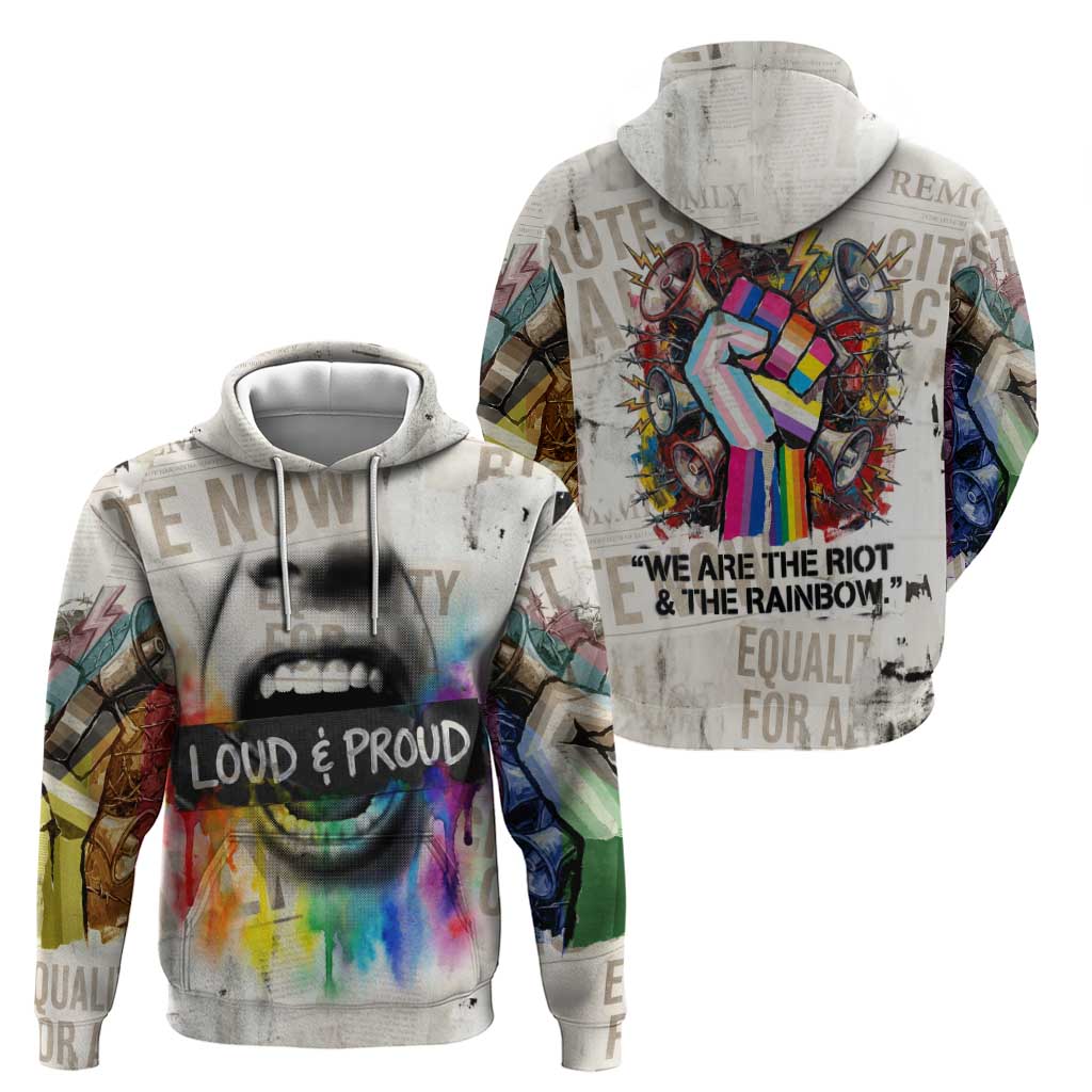 Loud & Proud Zip Hoodie Riot and the Rainbow Protest Art
