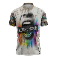 Loud & Proud Zipper Polo Shirt Riot and the Rainbow Protest Art