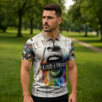 Loud & Proud Zipper Polo Shirt Riot and the Rainbow Protest Art