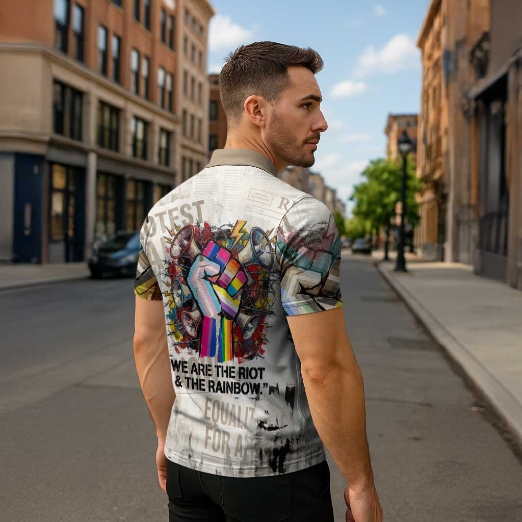 Loud & Proud Zipper Polo Shirt Riot and the Rainbow Protest Art