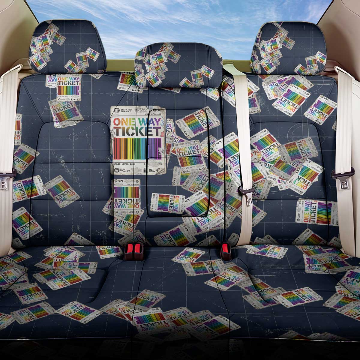 One Way Ticket Back Car Seat Cover Your Journey, Your Path, No Wrong Turns