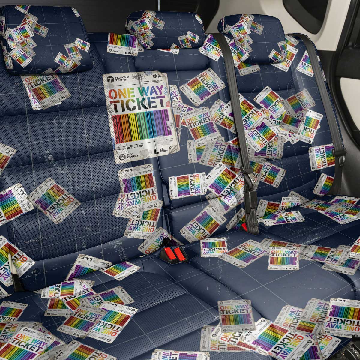 One Way Ticket Back Car Seat Cover Your Journey, Your Path, No Wrong Turns