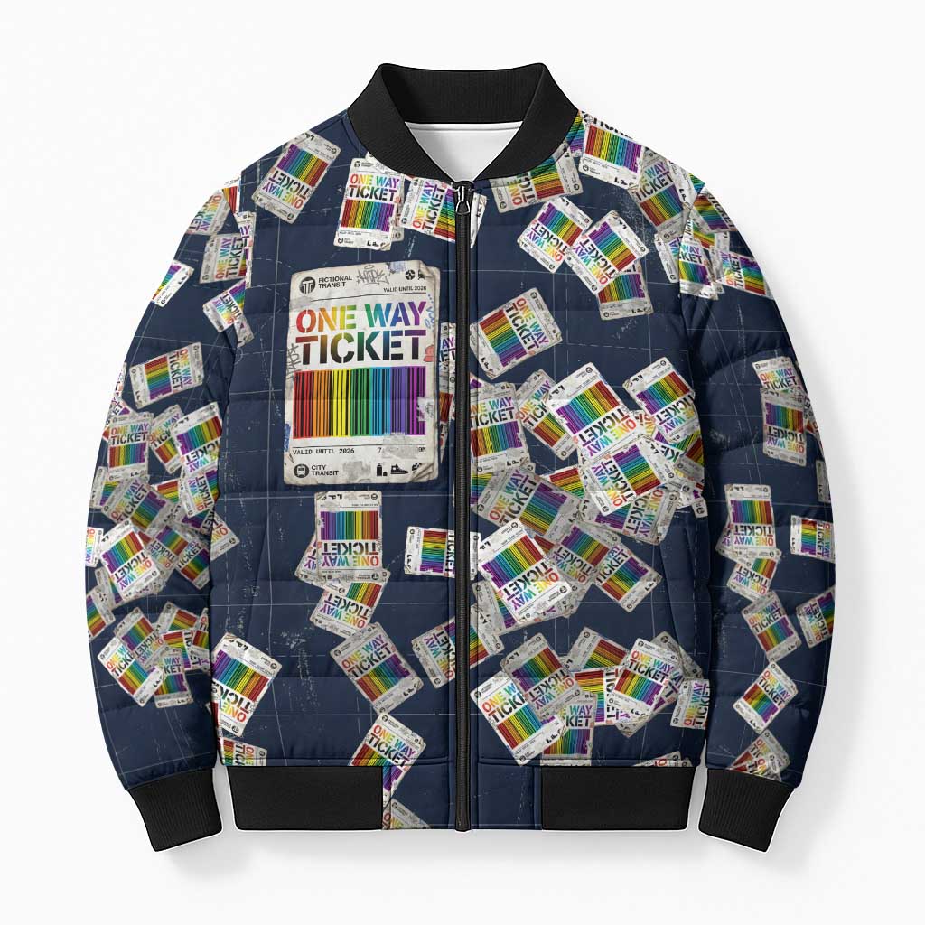 One Way Ticket Bomber Puffer Jacket Your Journey, Your Path, No Wrong Turns