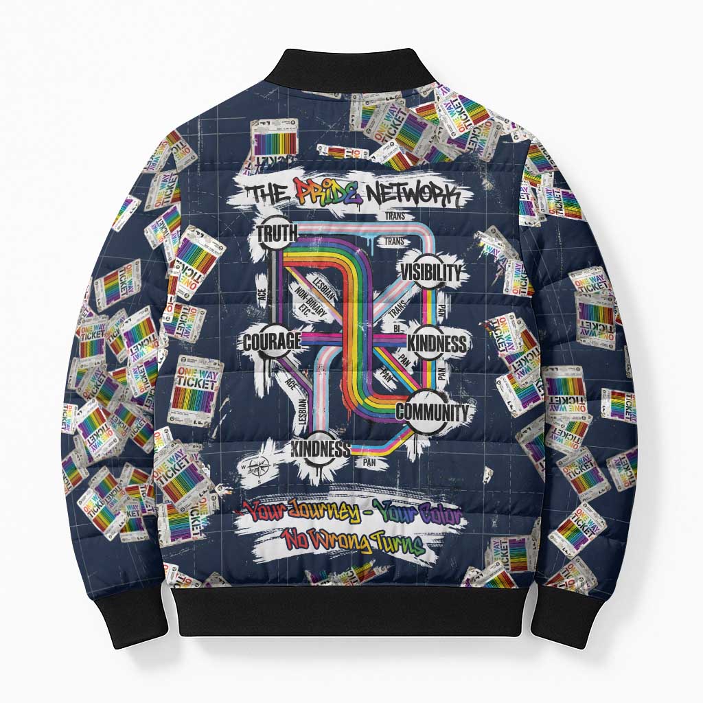 One Way Ticket Bomber Puffer Jacket Your Journey, Your Path, No Wrong Turns
