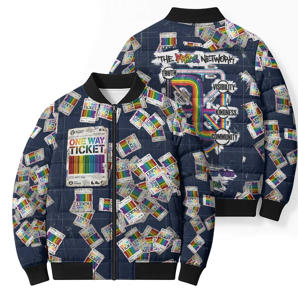 One Way Ticket Bomber Puffer Jacket Your Journey, Your Path, No Wrong Turns
