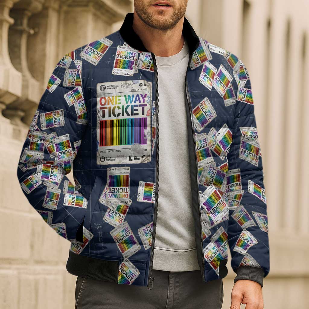 One Way Ticket Bomber Puffer Jacket Your Journey, Your Path, No Wrong Turns