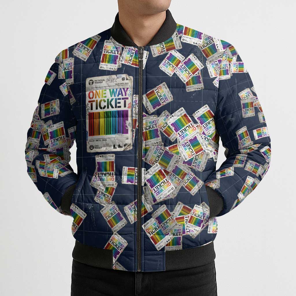 One Way Ticket Bomber Puffer Jacket Your Journey, Your Path, No Wrong Turns