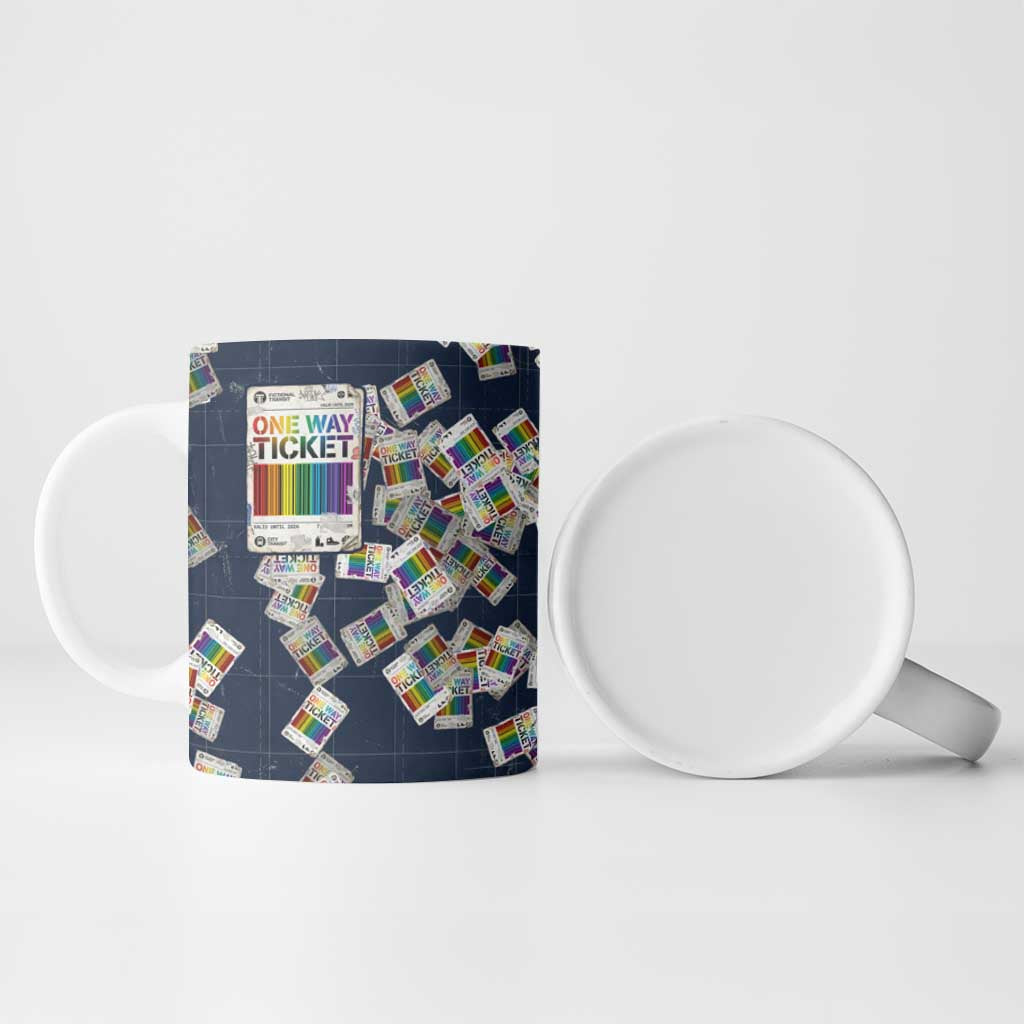 One Way Ticket Ceramic Mug Your Journey, Your Path, No Wrong Turns