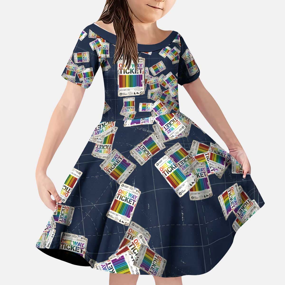 One Way Ticket Kid Short Sleeve Dress Your Journey, Your Path, No Wrong Turns