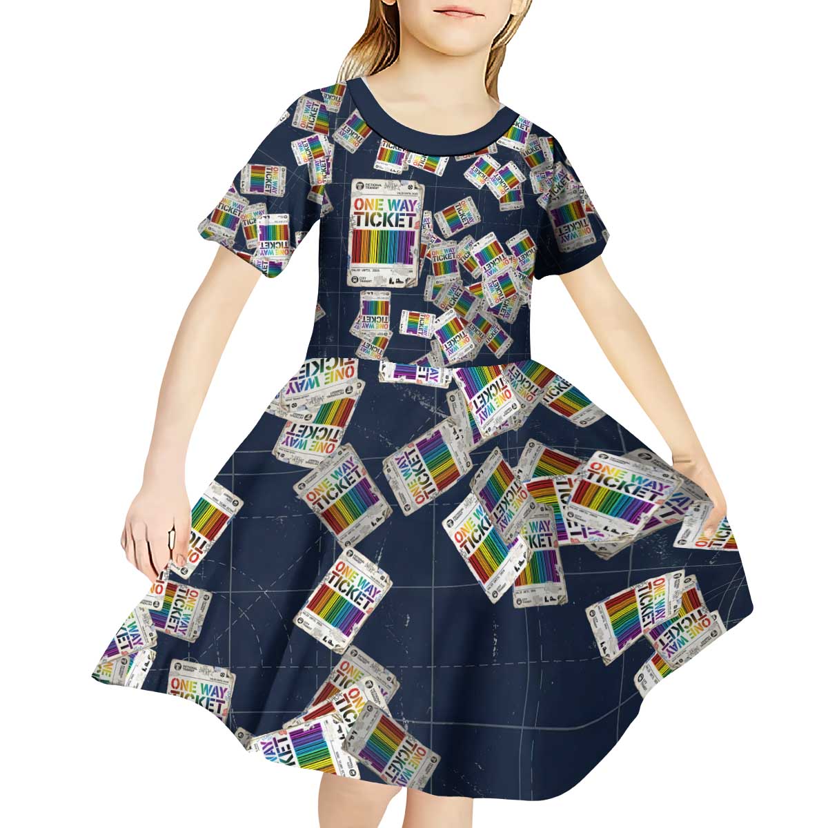 One Way Ticket Kid Short Sleeve Dress Your Journey, Your Path, No Wrong Turns