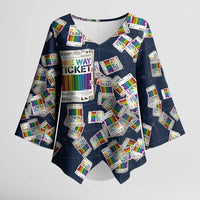 One Way Ticket Kimono Sleeve Blouse Your Journey, Your Path, No Wrong Turns
