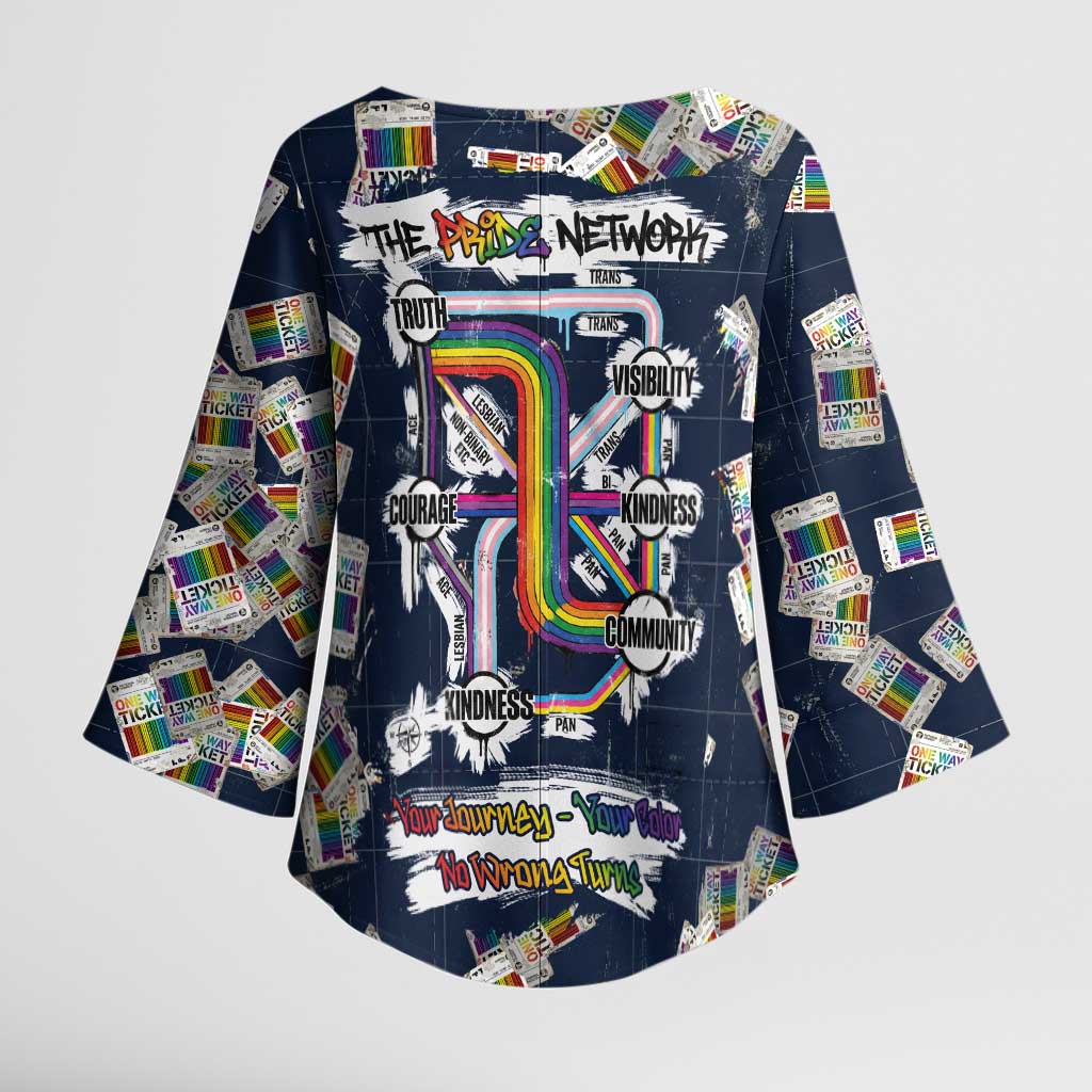 One Way Ticket Kimono Sleeve Blouse Your Journey, Your Path, No Wrong Turns
