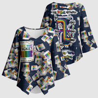 One Way Ticket Kimono Sleeve Blouse Your Journey, Your Path, No Wrong Turns