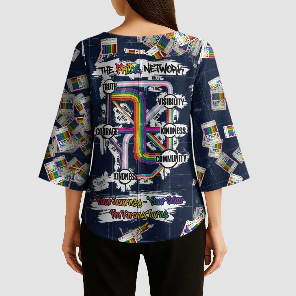 One Way Ticket Kimono Sleeve Blouse Your Journey, Your Path, No Wrong Turns