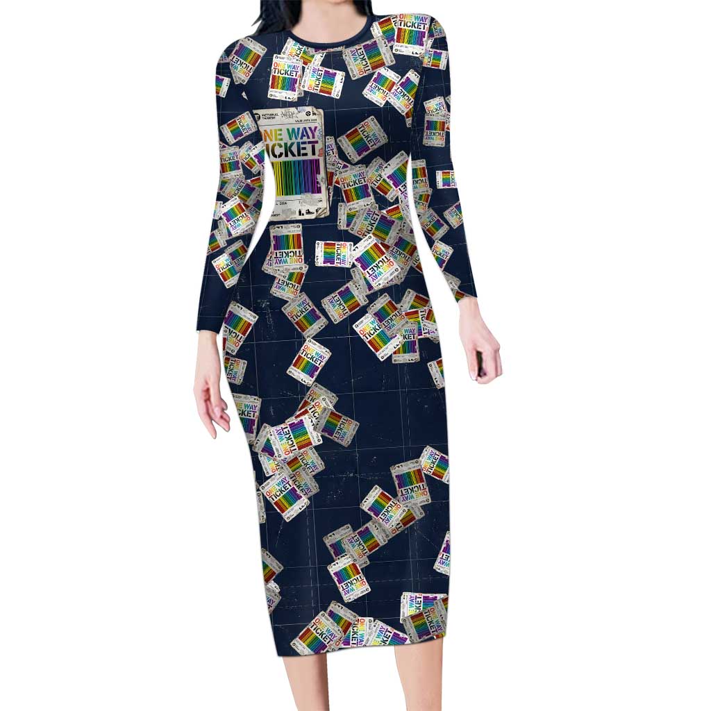 One Way Ticket Long Sleeve Bodycon Dress Your Journey, Your Path, No Wrong Turns