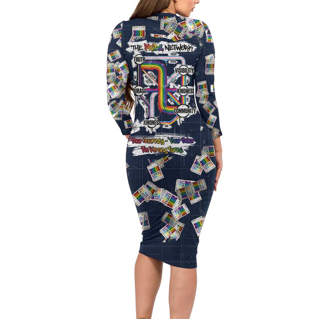 One Way Ticket Long Sleeve Bodycon Dress Your Journey, Your Path, No Wrong Turns