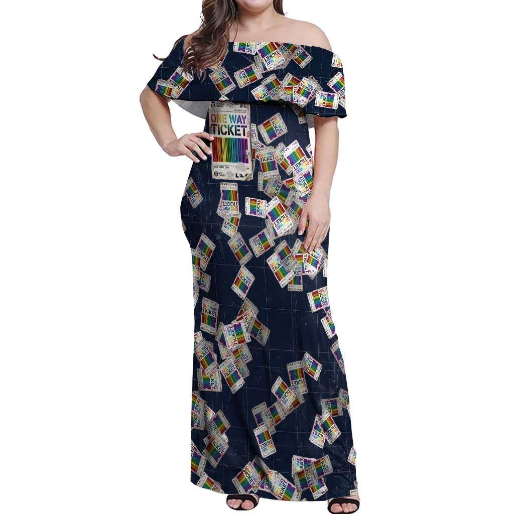 One Way Ticket Off Shoulder Maxi Dress Your Journey, Your Path, No Wrong Turns